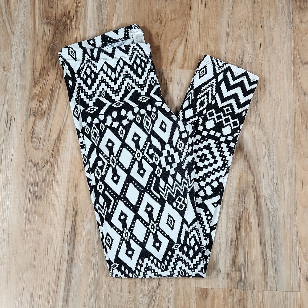 🩵Bozzolo Black & White Aztec Print Leggings Youth Large